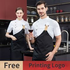 Chefs Uniform, Waiter Restaurant, Cooking Clothes, Cook Clothes, Women Logo, Chef Shirts, Staff Uniforms