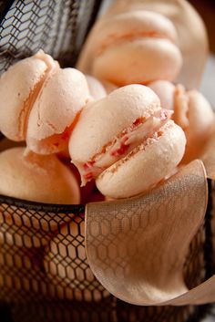 a close up of some food in a mesh bag with a bow on it's side