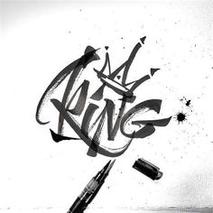 the word king written in black and white ink