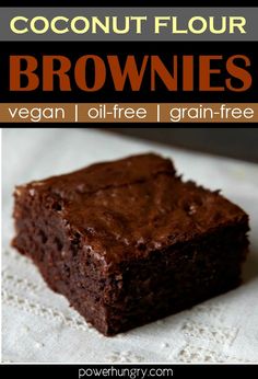 chocolate brownies with text overlay that says coconut flour brownies