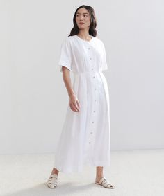 Day Dress WhiteIn soft linen with a lived-in feel, the Day Dress brings a vintage-inspired refinement to your most casual days.100% linen.Made in China. Chic Linen Dress For Daywear, Classic Summer Linen Day Dress, Linen Midi Dress For Daywear, Classic Linen Summer Dress For Daywear, Classic White Linen Midi Dress, Classic Linen Dress For Summer Daywear, Classic Summer Daywear Linen Dress, Casual Linen Dress For Brunch, Chic Linen Maxi Dress With Relaxed Fit