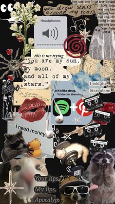 a collage of images with words and pictures on them