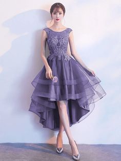 We are loving this mermaid dress for your new season look. Featuring a lace applique material with deep round neck sleeveless zipped back design with high low design. Team with clear high heels and your go-to accessories to earn some extra style points. Length approximately 105cm/41" (Based on a sample size UK 8) Midi Homecoming Dresses, Lavender Cocktail Dress, Cute Party Dresses, Cute Dresses For Party, High Low Prom Dresses, Dresses Cute, Elegant Dresses Long, Applique Dress, Prom Dresses Short