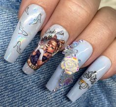 Cinderella Inspired Press on Nails Etsy Cinderella Inspired Nails, Cinderella Nails, Nails Inspired, Fantasy Land, Nail Jewels, Painted Nails, Nail Bed, Coffin Press On Nails