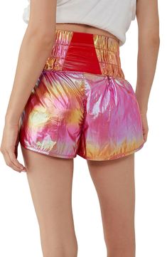 You were made to shine in these shimmering shorts topped with a wide smocked waistband. 2" inseam; 28" leg opening; 13" front rise; 16" back rise (size Medium) Stretch lining 100% polyamide Machine wash, dry flat Imported Athleisure Outfits, Fp Movement, To Shine, Boho Shorts, Short Tops, Free People, Nordstrom, Size Medium, Womens Shorts