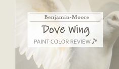 a white bird with its wings spread and the words dove wing painted on it