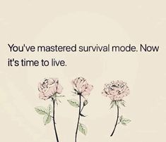 three pink roses with the words you've mastered survival mode now it's time to live