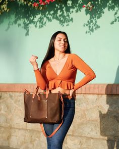 Day Of The Week, Black Tote, Model Pictures, Leather Items, Vegetable Tanned Leather, Leather Interior, Haiti, Rivets, Tan Leather