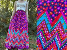 Fitted Multicolor Maxi Skirt For Festival, Colorful Vibrant Skirt For Spring, Vibrant Colorful Skirt For Spring, Colorful Vibrant Spring Skirt, Vibrant Colorful Spring Skirt, Vibrant Multicolor Maxi Skirt For Spring, Bohemian Multicolor Print Skirt For Spring, Multicolor Floral Print Skirt For Festival, Bohemian Multicolor Vibrant Print Maxi Skirt