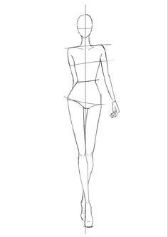 a line drawing of a woman's body and legs, with one hand on her hip