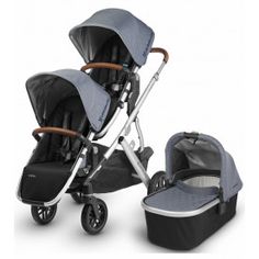 two strollers with one baby in it