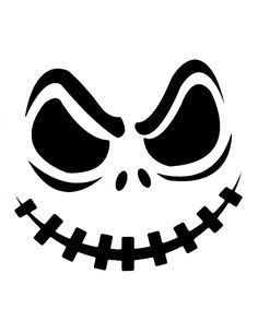 a black and white jack o lantern face