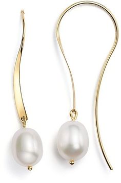 Bloomingdale's 14K Yellow Gold Sweep Drop Earrings with Cultured Freshwater Pearls 14k Yellow Gold Drop Earrings, Yellow Gold Drop Earrings, Freshwater Pearl Jewelry, Earrings Diy, French Wire, Pearl Earrings Dangle, Freshwater Cultured Pearls, Gold Drop Earrings, Gold Jewelry Fashion