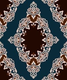 an ornate blue and brown pattern with swirls