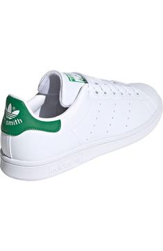 adidas Primegreen Stan Smith Sneaker (Women) | Nordstrom Green Adidas Sneakers With Synthetic Material, Green Adidas Athleisure Sneakers, Adidas Green Sneakers With Breathable Toe, Adidas Green Sneakers With Perforated Toe Box, Classic Green Adidas Sneakers, Comfortable Lace-up Adidas Logo Sneakers, Comfortable Lace-up Sneakers With Adidas Logo, Comfortable Lace-up Adidas Sneakers, Green Adidas Sneakers For Sports