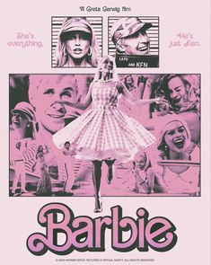 the movie poster for barbie is shown in pink