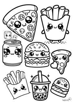 cute food coloring pages for kids to print out and color with their own face expressions