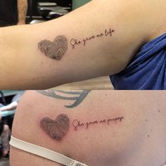 two tattoos that say you're not strong and someone else is in the background