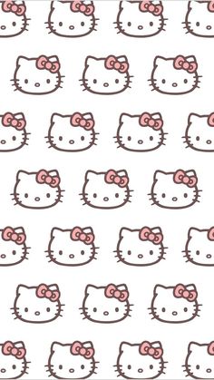 many hello kitty wallpapers on a pink background