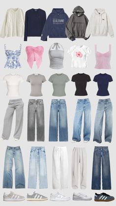 Dr Wardrobe Ideas, Dream Clothes Closet, Cute Clothes Collage, Outfit Ideas Stockholm Style, 2024 Outfit Trends, New Wardrobe Aesthetic, Cool Summer Outfits Palette, Clothes Staples, Clothe Board