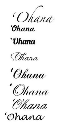 some type of calligraphy that is black and white, with the words'ohana ohana'written in cursive writing