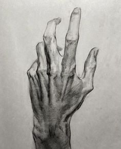 a pencil drawing of a hand holding something in it's right hand with the other hand extended out