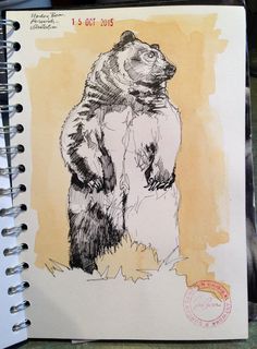 a drawing of a bear standing on its hind legs