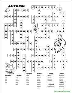 the autumn word search is shown in this printable worksheet for students to learn