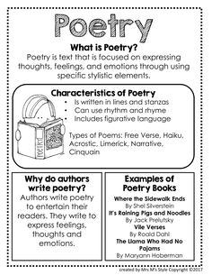 poetry worksheet with pictures and text