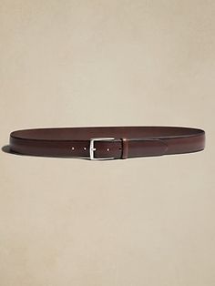 A showpiece of Italian leather, this luxurious leather belt is burnished for rugged, glossy appeal.  Buckle closure.  #526690 Width: 1. 75" (4. 5cm) Formal Leather Belt With Antique Buckle, Italian Leather, Leather Belt, Banana Republic, Dark Brown, Buckle, Leather