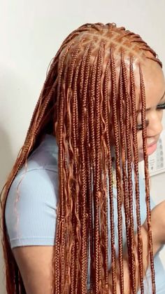 Small Knotless Box Braids Long Ginger, Burnt Orange Knotless Braids, Ginger Braided Hairstyles, 350 Knotless Braids, Copper Braids, Ginger Braids, Twisted Hair, Cute Braided Hairstyles, Box Braids Hairstyles For Black Women