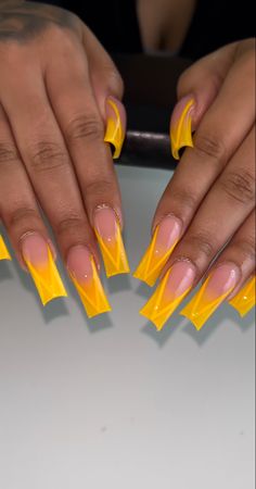 Acrylic Nail Designs Coffin, Business Nails, Yellow Nail, Acrylic Toe Nails, Punk Nails, Long Acrylic Nail Designs, Drip Nails, Colored Acrylic Nails, Cute Acrylic Nail Designs