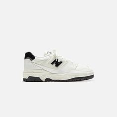 New Balance 550 - Sea Salt / Black – Kith Nb 550, Summer Monogram, Clogs Heels, N Logo, Black 13, Clarks Originals, Socks And Sandals, Leather Shops, Boot Sandals