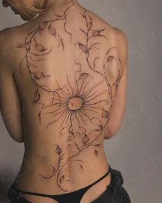 the back of a woman with tattoos on her body