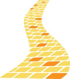 an orange and yellow brick road with white background