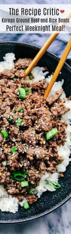 Beef Rice Bowls, Korean Ground Beef, Ground Beef And Rice, Ground Beef Rice, Asian Dish, Beef Rice, Beef And Rice, Beef Dinner, Weeknight Dinners