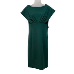 Nwt Calvin Klein Fitted Sheath Dress. Modernized By Extended Shoulders And An Exposed Back Zipper, This Sheath-Style Dress Flaunts A Feminine Empire Waist With Pleated Bodice. Round Neck. Short Sleeves. Polyester & Spandex. Women’s 6. Hunter Green Calvin Klein Dress, Fitted Sheath Dress, Pleated Bodice, Calvin Klein Dresses, Size 6 Dress, Womens Calvin Klein, Style Dress, Empire Waist, Sheath Dress