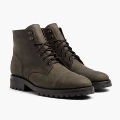 Classic Men's Cap Toe Lace-Up Boot in Dark Olive Rugged & Resilient Matte Leather. Handcrafted with Integrity with the Highest Quality Materials, StormKing® Durable Rubber Lug Outsoles, and Goodyear Welt Construction. Free Shipping & Returns. Mens Rugged Boots, Cork Bed, Thursday Boot Company, Mens Rugged, Thursday Boots, Rugged Men, Boot Companies, Goodyear Welt, Classic Man