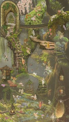 an image of a fairy land with many different things