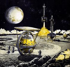 an artist's rendering of the moon landing on the surface of the solar system