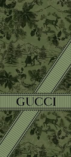 gucci wallpaper in green and black with the word gucci on it