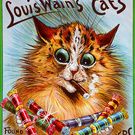 this is an image of a poster with a cat holding crayons in it's mouth