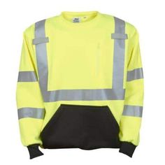 The Cordova safety products brand COR-BRITE sweatshirts make sure you are safe, seen and warm. This hi-vis lime sweatshirt is constructed of 300 g polyester fleece fabric. It is equipped with a zipper closure, 2 in., heat laminated-on reflective tape and black knit wrists and pouch pockets to hide dirt. Our low-pilling fleece resists abrasion for longer wear. Size: xl. Color: Lime Green. Gender: unisex. Age Group: adult. Green Construction, Safety Products, Reflective Tape, Style Hoodie, Work Wear Women, Zip Sweatshirt, Black Knit, Neck Shirt, Fleece Fabric