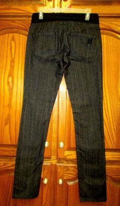 New BCBG Maxazria black rinse "May" (as it's called) tuxedo fashion slim denim pants, with black satin tuxedo waist band. The M.S.R.P. on the tag reads $138.00. The measurements with the jeans/pants laying flat are waist 13". Rise 8.75". Inseam 34". Leg opening 6.25". Excellent condition. Smoke free home. Thank you for looking. Black Fitted Mid-rise Jeans, Fitted Mid-rise Black Jeans, Fitted Full Length Black Jeans, Black Slim Fitted Jeans, Fitted Dark Wash Pants With Five Pockets, Dark Wash Pants With Five Pockets, Black Fitted Jeans With Standard Cut Leg, Fitted Black Jeans With Standard Cut Leg, Fitted Tapered Leg Dark Wash Pants