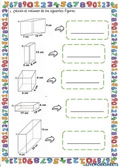 the worksheet for children to learn how to draw shapes and numbers in spanish