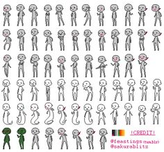 an animation character's head and body in different poses, with various facial expressions