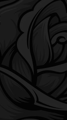 a black and white drawing of a rose on a dark background, with the petals curled up