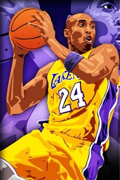 a painting of a basketball player holding a ball