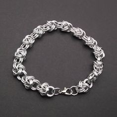 Double Spiral Half Byzantine 18g Handmade Chainmaille Bracelet Chainmaille With Beads, Half Persian Chainmaille Tutorial, European 4 In 1 Chainmaille, Chainmaille Choker, Silver Chainmail Chain Link Bracelets, Chainmaille Jewelry, Chainmaille Bracelet, Chain Maille Jewelry, Handcrafted Artisan Jewelry