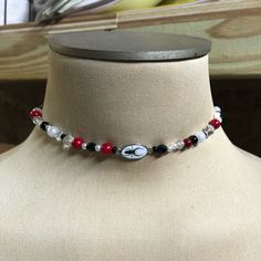 Brand New! Beaded Choker Made With Multi-Color Red, Black, White Beads On Stretch Cord With Magnetic Closure. Centered Spider Connector! Hand Crafted Jewelry, Crafted Jewelry, Beaded Choker, White Beads, Magnetic Closure, Handcrafted Jewelry, Jewelry Crafts, Womens Jewelry Necklace, Red Color